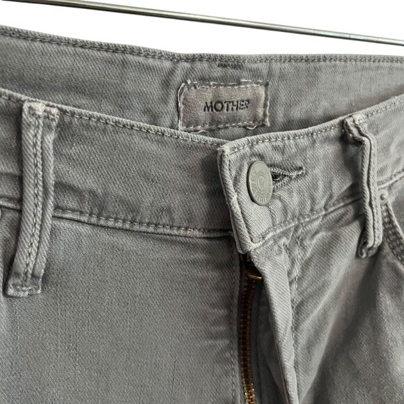 MOTHER DENIM JEANS GRAY 27 THE WEEKENDER FRAY CHALK IT UP FLARE BOOT LEG RAW HEM - Picture 3 of 8